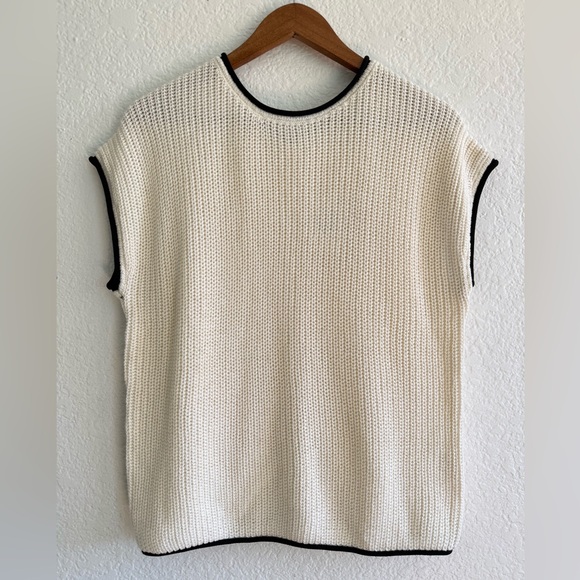 Blu Pepper Tops - Blu Pepper Contrast Trim Sweater Cream